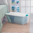 thumbnail image 4 of Sterilite 106 Qt Clear Plastic Stackable Storage Bin w/ White Latch Lid, 4 Pack, 4 of 9