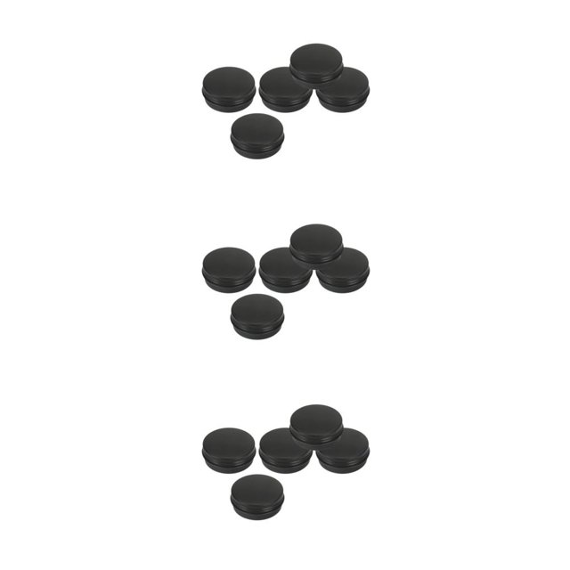 Transemion 5pcs Empty Aluminum Jars Cosmetic Screw Balm Lip Lid Cans Containers Black 10ml 3Set