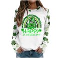 thumbnail image 1 of Pompotops Femmes St. Patrick'S Day Mode Imprimé en Vrac Manches Longues Chemisier Col Rond Casual Pull Tops Pullshirt Dégagement, 1 of 5