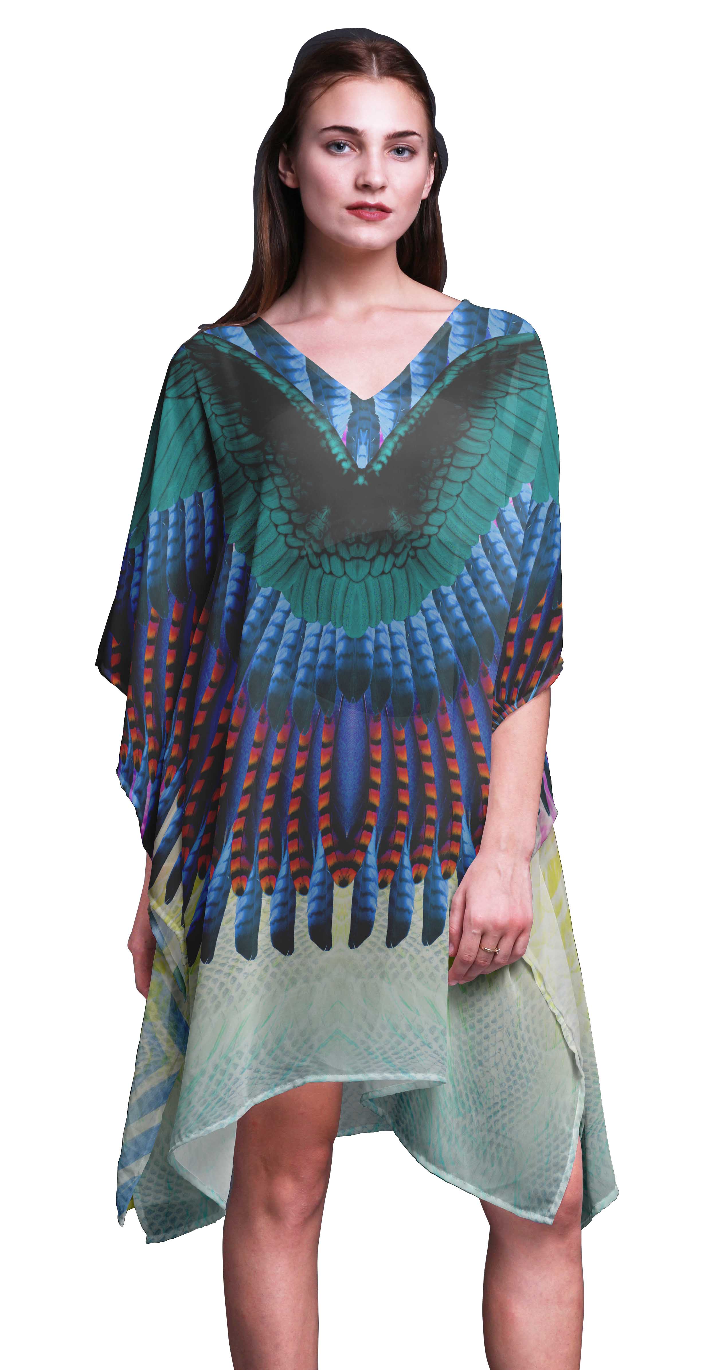 Phagun Dames Kaftan Vacances Loungewear Midi Robe Plage Coverup-4X-5X