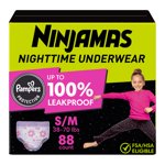 Ninjamas Filles Mouille nuit Sous-vêtements, taille S/M (38-70 lb)