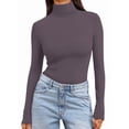 thumbnail image 1 of Women'S Long Sleeve Shirts Fall Fashion Basic Thermal Underwear Tops Winter Clothes Dark Purple S, 1 of 9