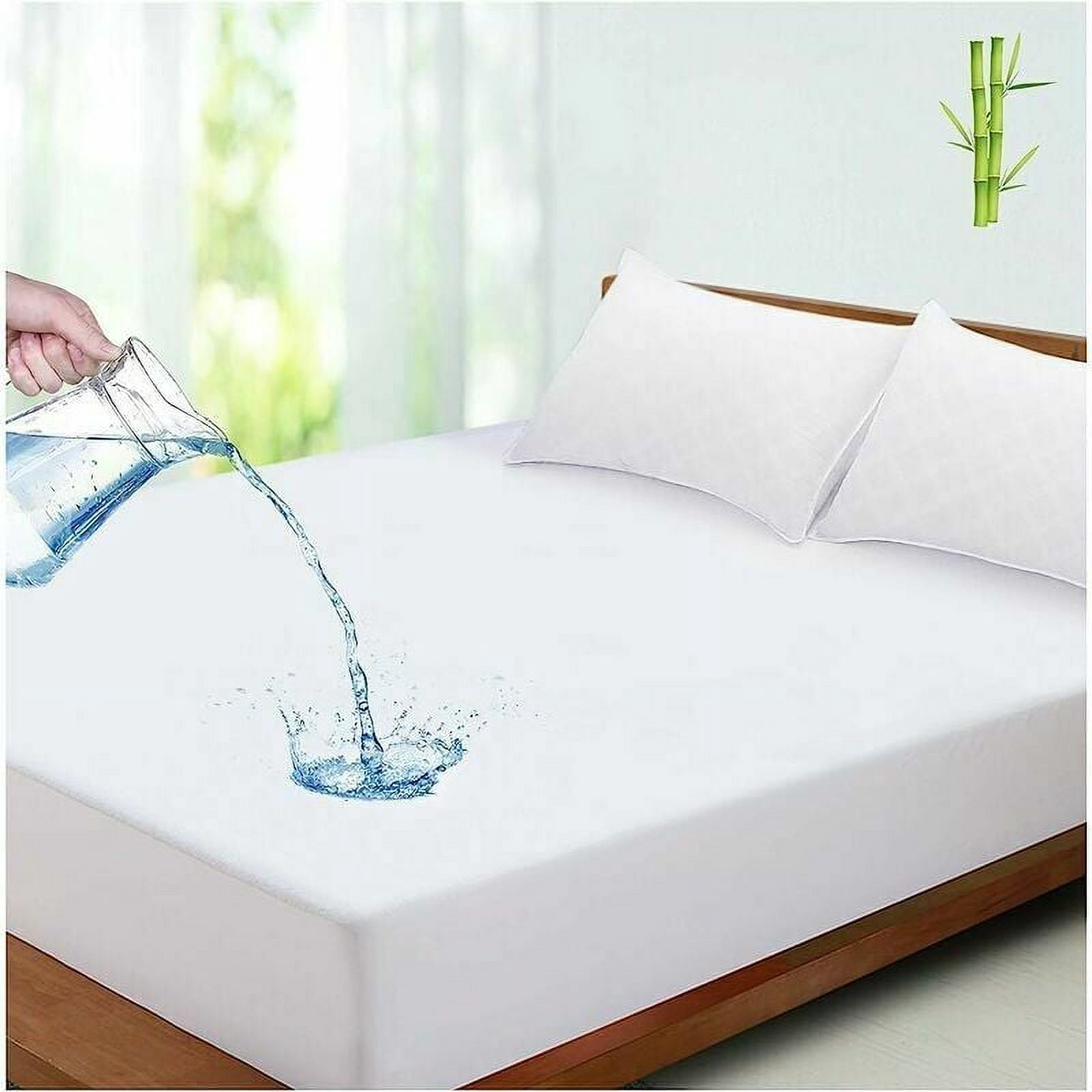 Waterproof Mattress Protector 140x190/200 cm, Bamboo Fiber, Breathable Mattress Pad, Hypoallergenic, Anti Mite, Anti Bacterial, Silent, Ultra Soft, Fitted Sheet, Mattress Cover 140x190/200