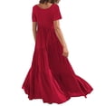 thumbnail image 2 of Robe à Manches Longues Femme Mode Estivale pour Femmes Robe Longue Ample Manches Courtes Col Rond Asymétrique à Étages Robe Longue de Plage Robe d'Été pour Femmes Robe d'Été Aguichant à Manches Longues, 2 of 5