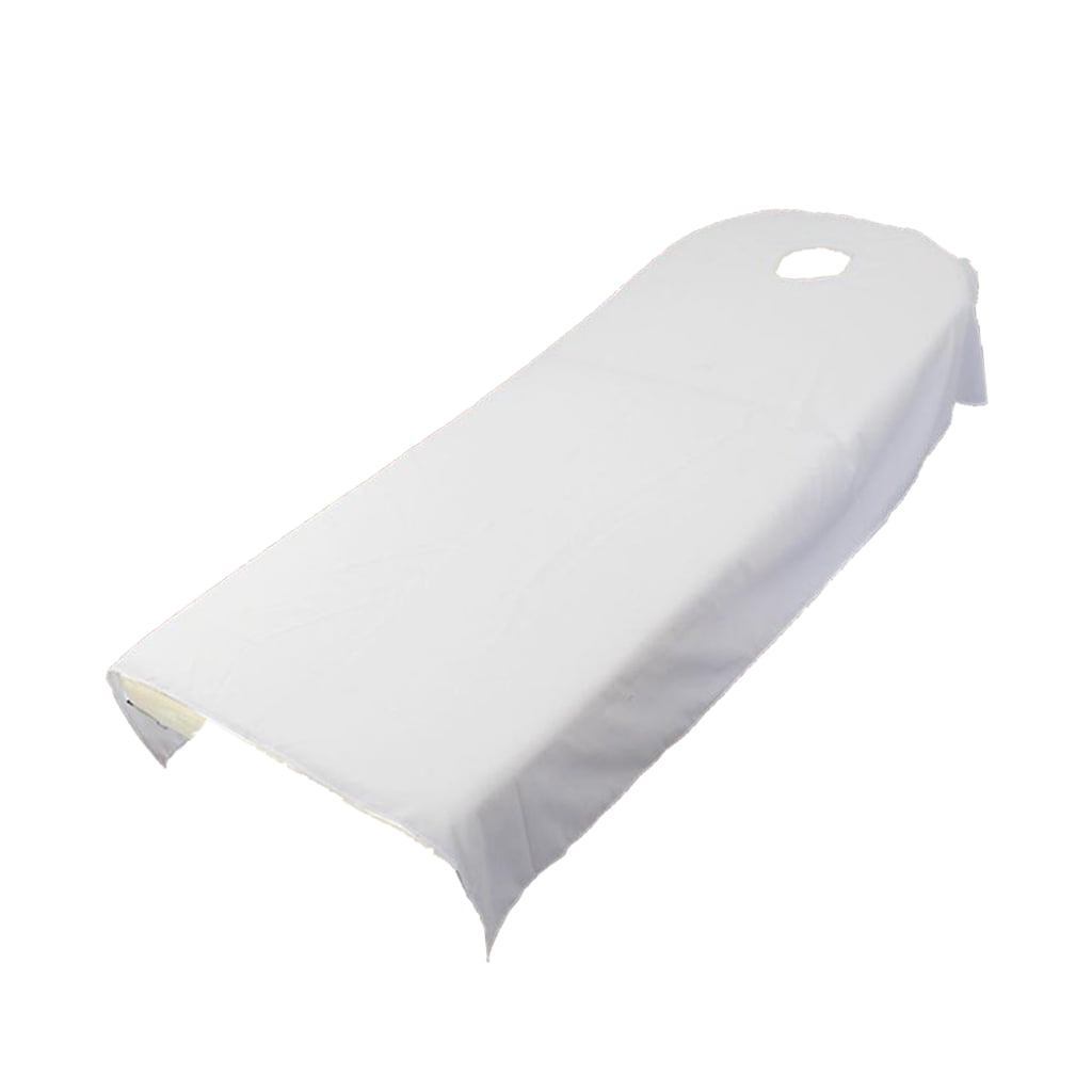 Drap de Table de Massage Universel, Housse de Lit de SPA, Housse de Coussin de Matelas, avec Conception à Trous, Blanc