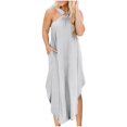 thumbnail image 1 of AherBiu Robe d'Été pour Femmes Sans Manches à Bretelles Longue Robe Irrégulière Robes Confortables avec Poche, 1 of 6