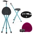 thumbnail image 1 of Goplus Adjustable Folding Cane Seat Aluminum Alloy Crutch Chair with Light Black, 1 of 10