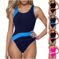 thumbnail image 1 of VBTAPA Womens One Piece Swimsuit Tummy Control Sporty Slimming Bathing Suit Color Block Full Coverage Swimwear Limited Time Sales Pink S, 1 of 9