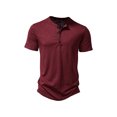thumbnail image 1 of Kmbangi Men's Casual Shirt Short Sleeve Round Neck Buttons Solid Loose Party Street Spring Summer Tops, 1 of 5