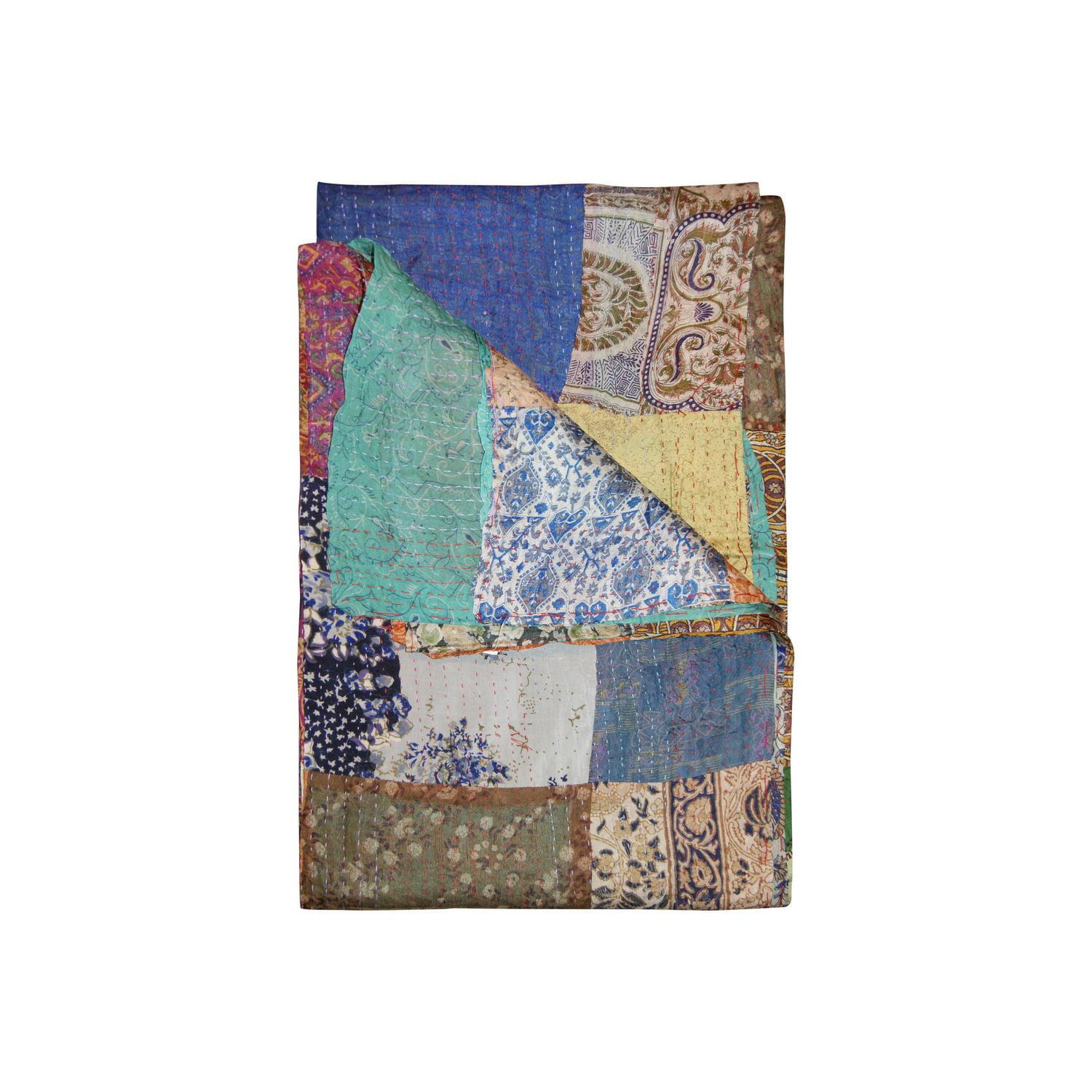 KANTHA SILK THROW BLANKET 60"X90"