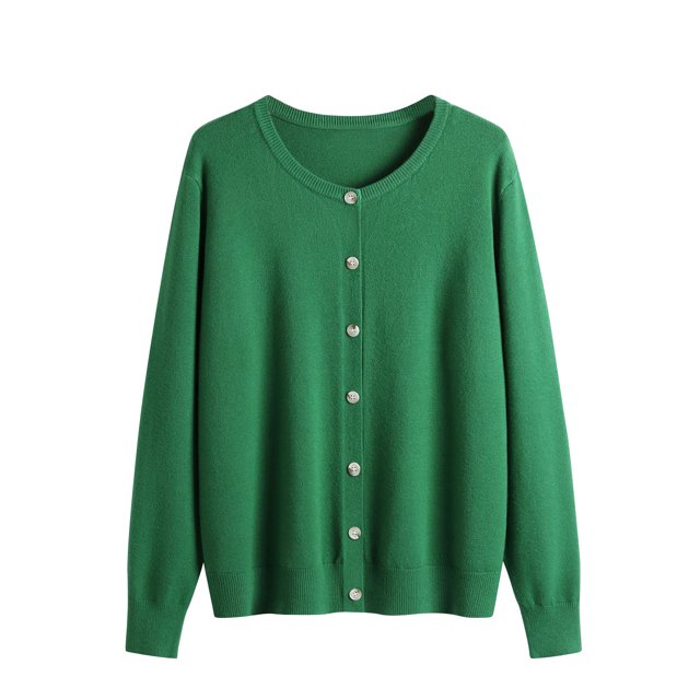 Cameland Cardigan Veste Chandail Uni à Col Rond pour Femmes Chandail à Col Rond