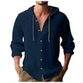 thumbnail image 1 of Chemise à Manches Longues pour Homme, Décontractée, Unie, Cardigan de Vacances, Chemises à Capuche, Hauts, 1 of 5