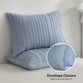 thumbnail image 4 of Warmdern Blue Boho Duvet Cover King Size, Striped Textured Duvet Cover Set Tufted Bedding Set, 3 Pcs Ultra Soft Washed Microfiber Duvet Cover With Zipper Closure (King, Blue), 4 of 5