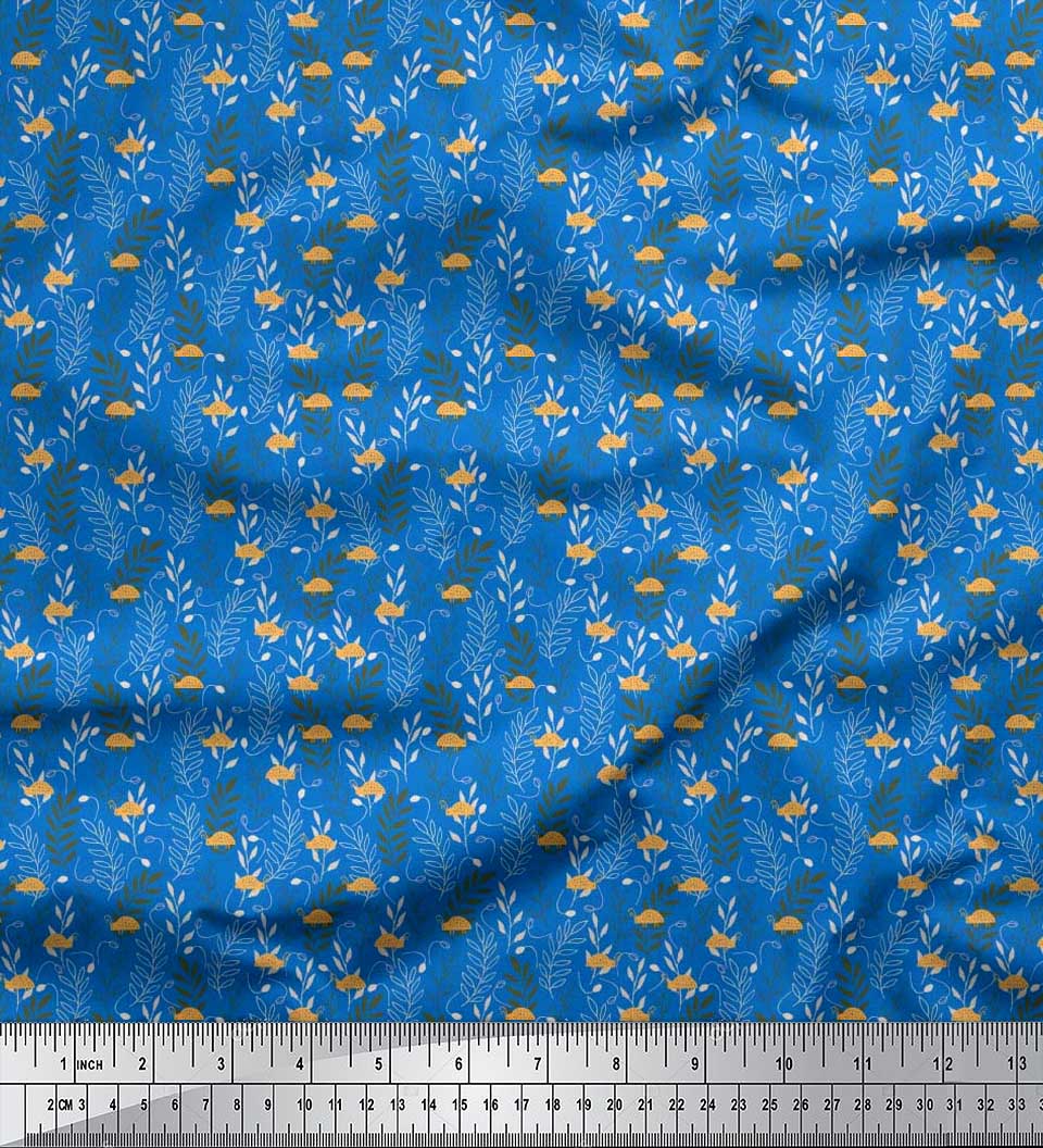 Soimoi Silk Fabric Moroccan,Stripe & Beetle Insects Print Fabric by Yard 42 Inch Wide
