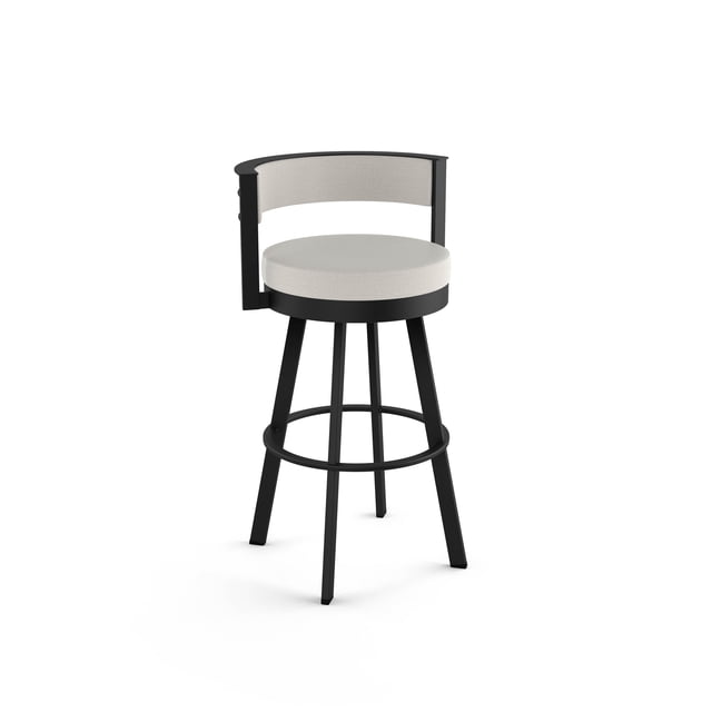 Amisco Browser 30 in. Swivel Bar Stool - Light Grey Polyester / Black Metal