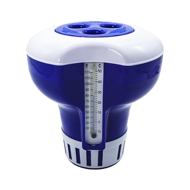 7 Inch Pool Chemical Dispenser with Thermometer Floating Chlorine Tablets Dispenser Spa Chemical Dispenser for Outdoor Indoor Swimming Pools Spas Hot Tubs Fish Ponds
