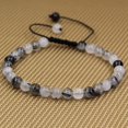 thumbnail image 2 of Natural Black Rutilated Quartz Gemstone 6mm Round Beads Adjustable Bracelet 7" Unisex, 2 of 3