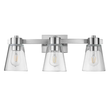 Prominence Home Fairendale 3 Light Brushed Nickel Bathroom Vanity Light with Clear Glass