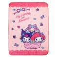 thumbnail image 1 of Hello Kitty x Friends My Melody Kuromi Flower Basket Throw Blanket, 1 of 2