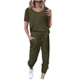thumbnail image 1 of Timegard Ensembles 2 Pcs pour Femmes Été T-Shirts à Manches Courtes et Pantalons à Cordon avec Poches Ensembles Décontractés Confortables, 1 of 5