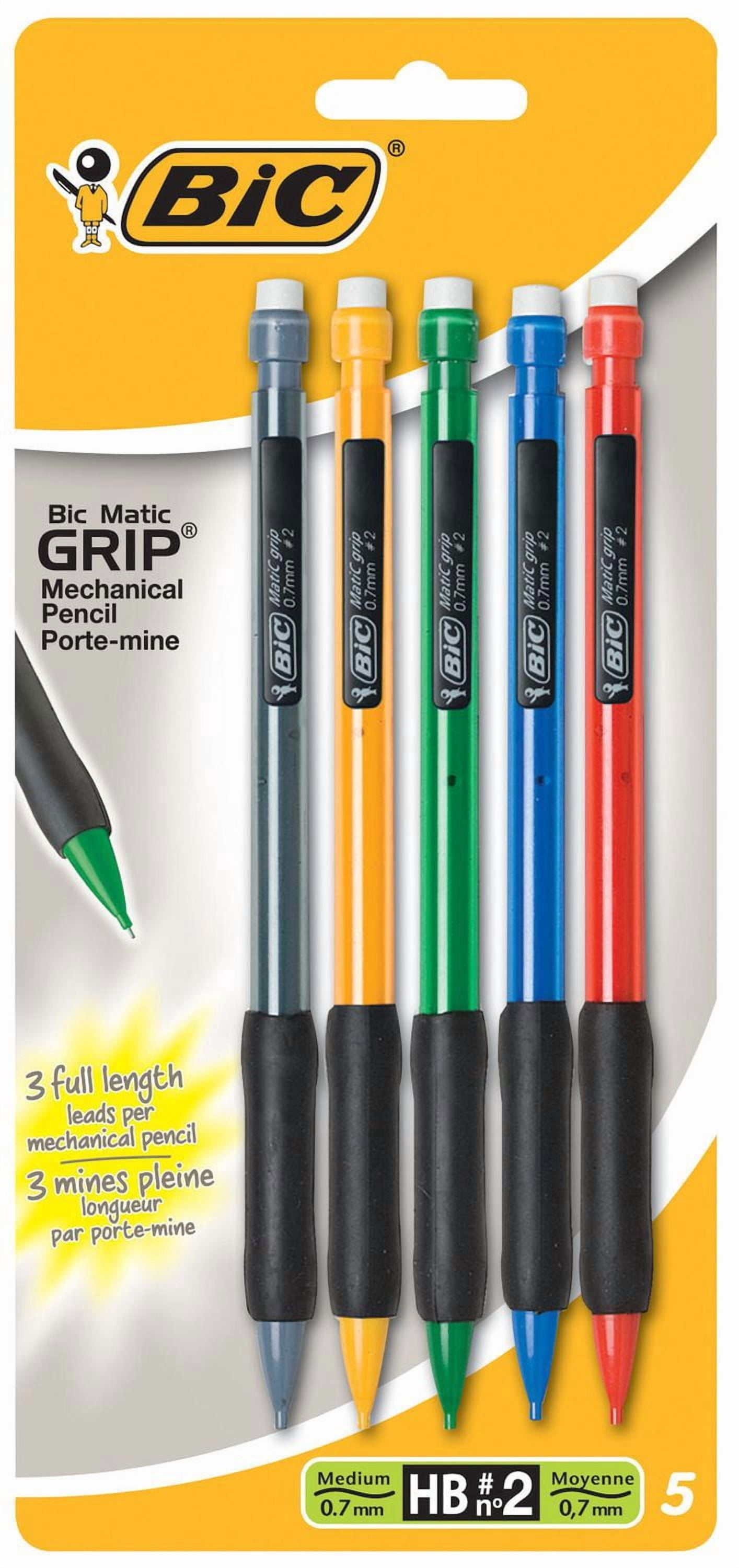 BIC Pencil Extra Comfort Mechanical Pencil, Medium Point (0.7mm), Assorted Colorful Barrels, 5-Count, Great for Everyday Writing