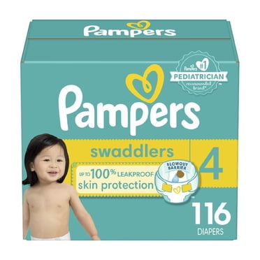 Pampers Swaddlers Diapers, Size S4 (15-34 lbs), Absorbent, Keeps Baby Dry and Comfortable, Skin Safe Disposable Baby Diaper