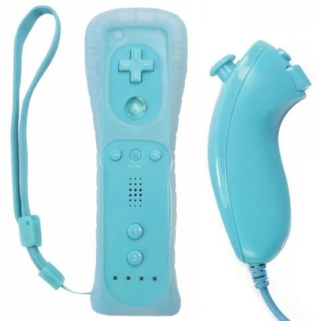 Remote Controller for Wii Nintendo,Wii Remote and Nunchuck Controllers with Silicon Case for Wii and Wii U(Blue)