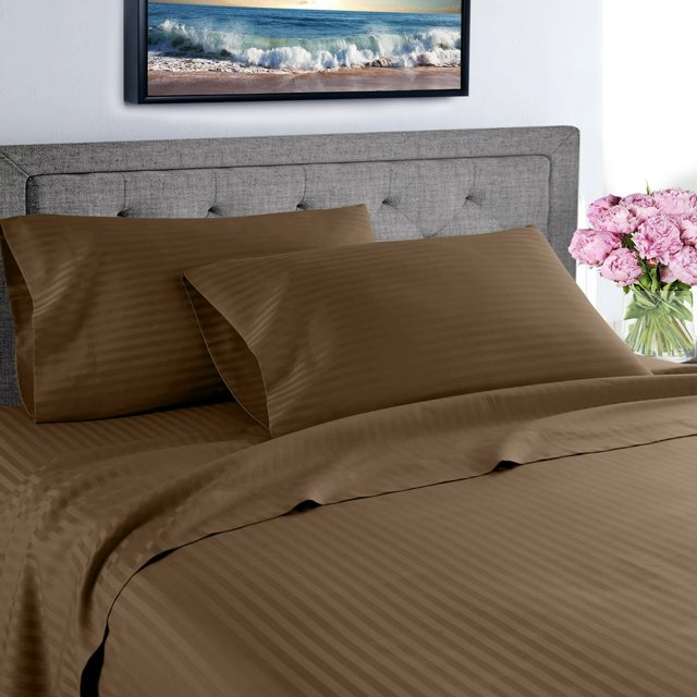 EIGTHTAIL Fresh Linen Collection 600 Thread Count Hotel Striped 100% Egyptian Quality Cotton Deep Pocket Sheet Set (King Gray)