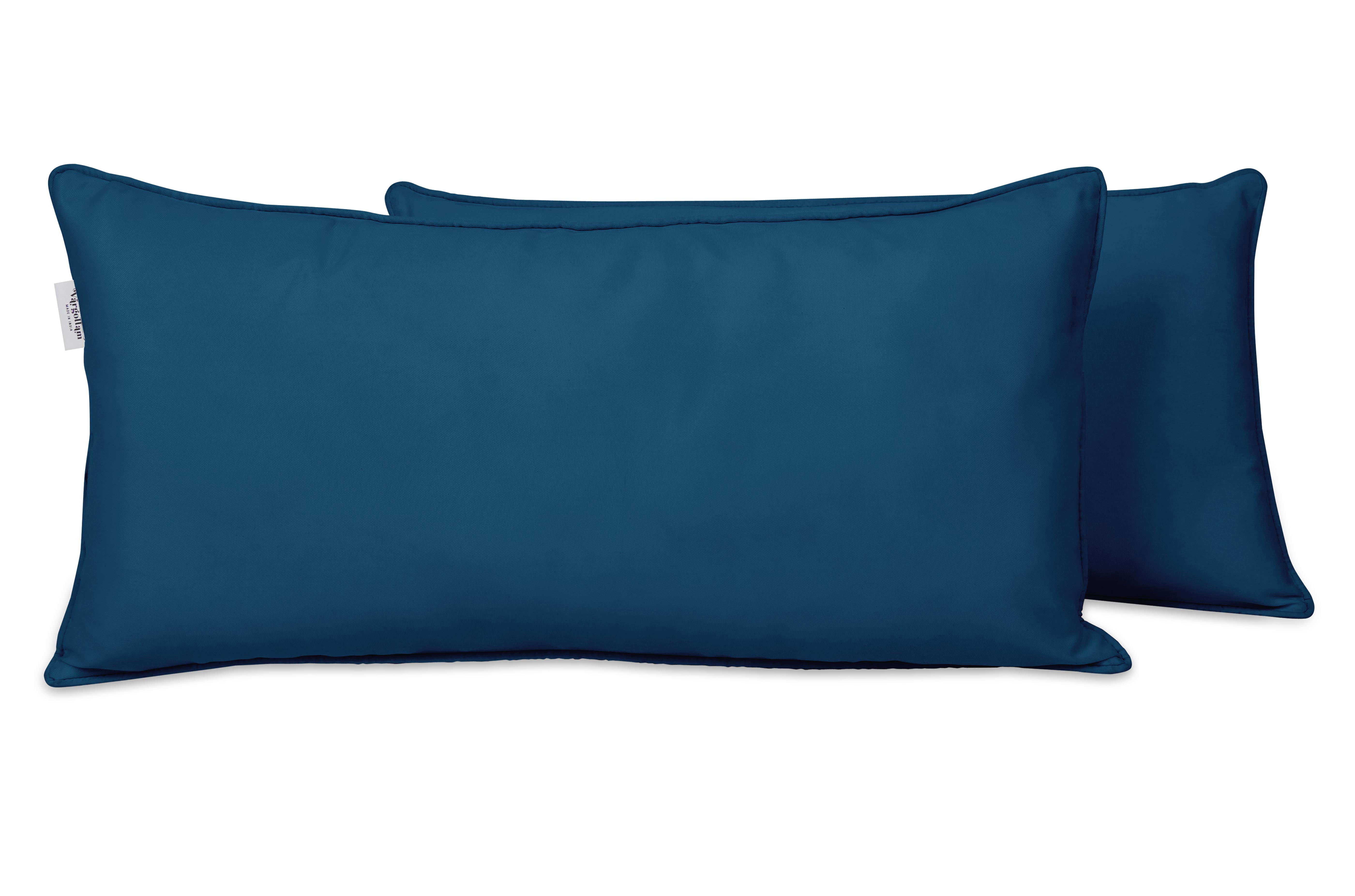 VargottamIndoor/OutdoorPolyester FabricLumbarPillowCover,All-Weather Waterproof Rectangular Cushion Case for Patio Furniture,16" x 24"Set of 2-Navy Blue
