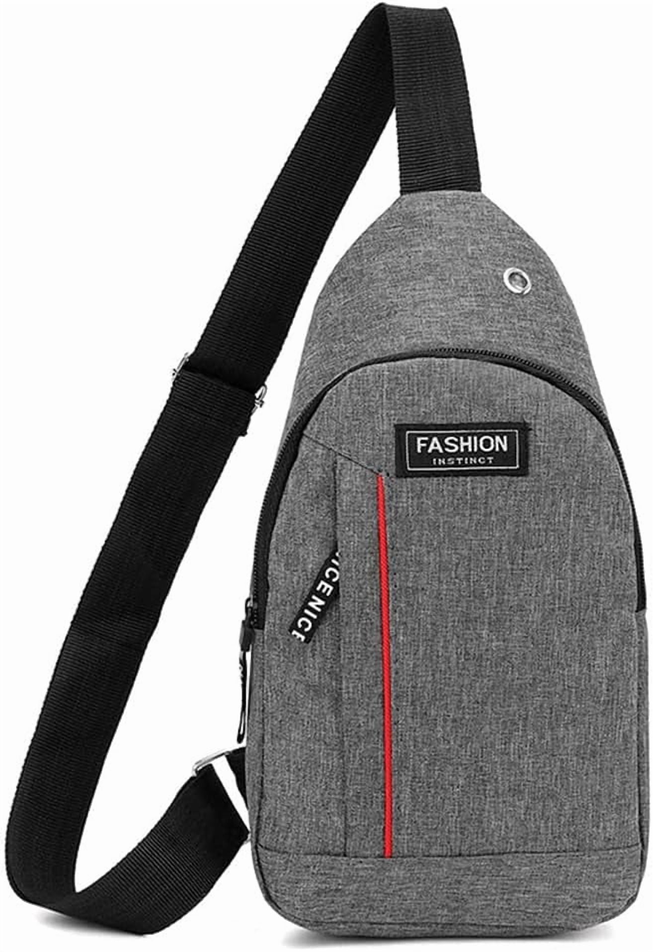 Mini Sling Bag for Men Chest Bag Utility Crossbody Backpack For Hiking Travel Sports Running,Gray