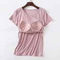 thumbnail image 4 of Timegard Hauts d'Été pour Femmes avec Soutien-Gorge Intégré Col Ras du Cou Manches Courtes Tenue de Détente Pyjama Doux Décontracté T-Shirt, 4 of 7