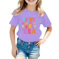 thumbnail image 1 of Hauts Enfants Étagère Soutiens-Gorge Filles Mode Décontractée Lettre Col Rond Manches Courtes T-Shirt Top3, 1 of 3
