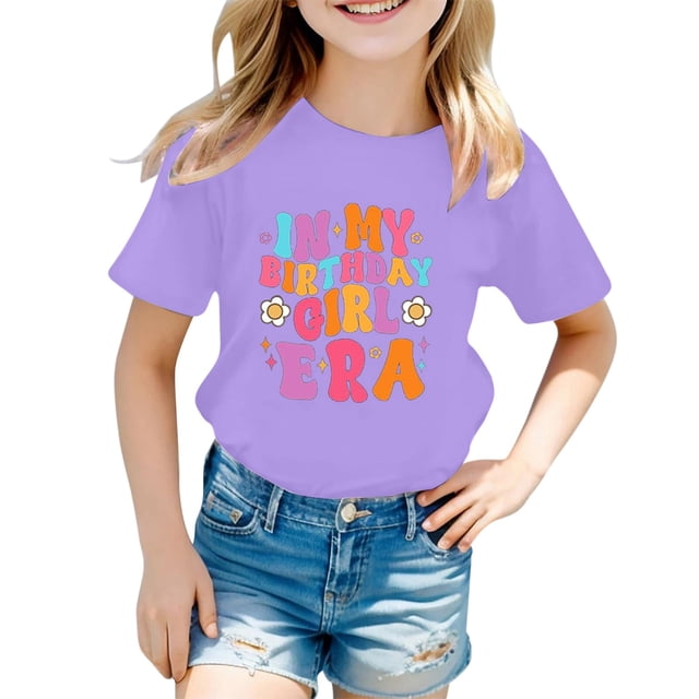 Hauts Enfants Étagère Soutiens-Gorge Filles Mode Décontractée Lettre Col Rond Manches Courtes T-Shirt Top3