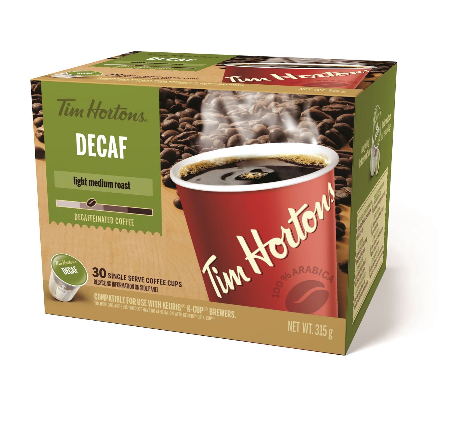 Tim Hortons Decaf Light Medium Roast Decaffeinated Coffee