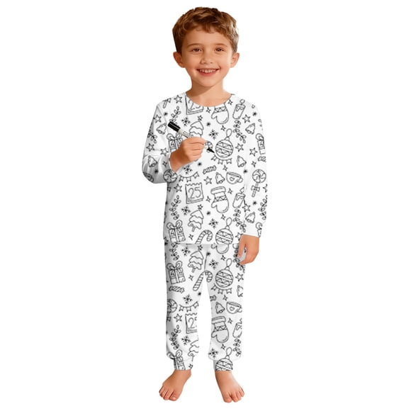 Pyjama à Manches Longues à Thème des Fêtes Tenue de Nuit Douillette Pièce Ensemble de Pyjama Imprimé Saisonnier Doux Confortable Tenue de Détente Pyjamas