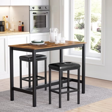 VASAGLE Bar Stools, Set of 2 PU Upholstered Breakfast Stool, 15.7 x 11.8 x 24.4 inches, Backless, Simple Assembly, Industrial, Dining Room Kitchen Counter Bar, Black