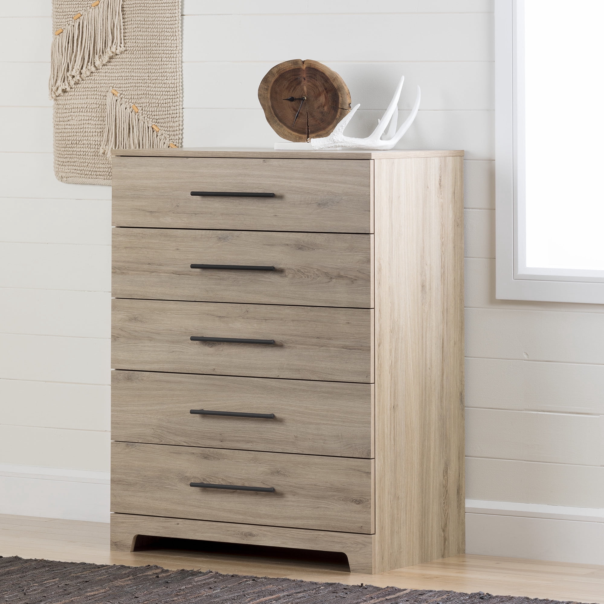 Commode 5 tiroirs pour Adulte, fini Chêne rustique, collection Primo de Meubles South Shore