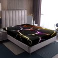 thumbnail image 4 of Erosebridal Abstract Ombre Full Sheet Sets, Futuristic Striped Bedding Full Size, Geometry Honeycomb Decor,, 4 of 7