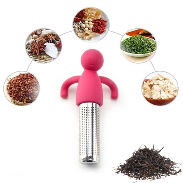JWshufel Stainless Steel Double Ear Hanging Tea Filter Machine Easy Clean Rust Resistant Mesh Infuser Unlimited Cups Human Shaped Brewing Tool for Quick and Slag Free Tea