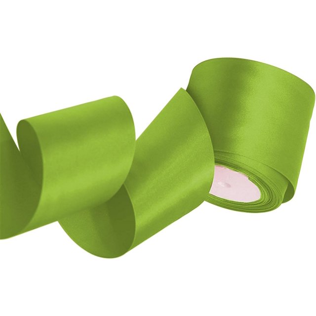 ORUYROP 4 Inch Wide Double Face Satin Ribbon-25 Yards,Gift Bag Decoration Wedding Chair Back Handmade Bow (4 Inch Apple Green)
