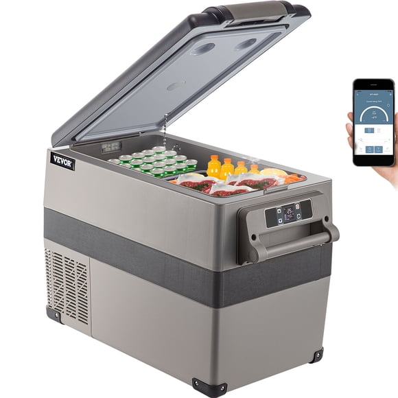 VEVOR 48 Quart(45L) Portable Refrigerator Electric Car Freezer Anti-Shake Car Cooler Refrigerator Compact RV Fridge 12/24V DC & 110-240V AC Vehicle Car Truck Boat Mini Electric Freezer