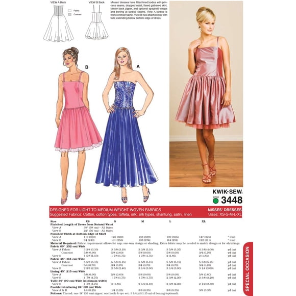 Kwik Sew K3448 Robes Motif à Coudre, Taille TP-s-m-l-TG