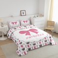 thumbnail image 3 of Erosebridal Ensembles de Literie Princesse pour Filles Très Grand avec Couette, Insert de Couette Couronne Nœud Rose, Déco de Chambre de Rêve, Réversible, 3 of 7