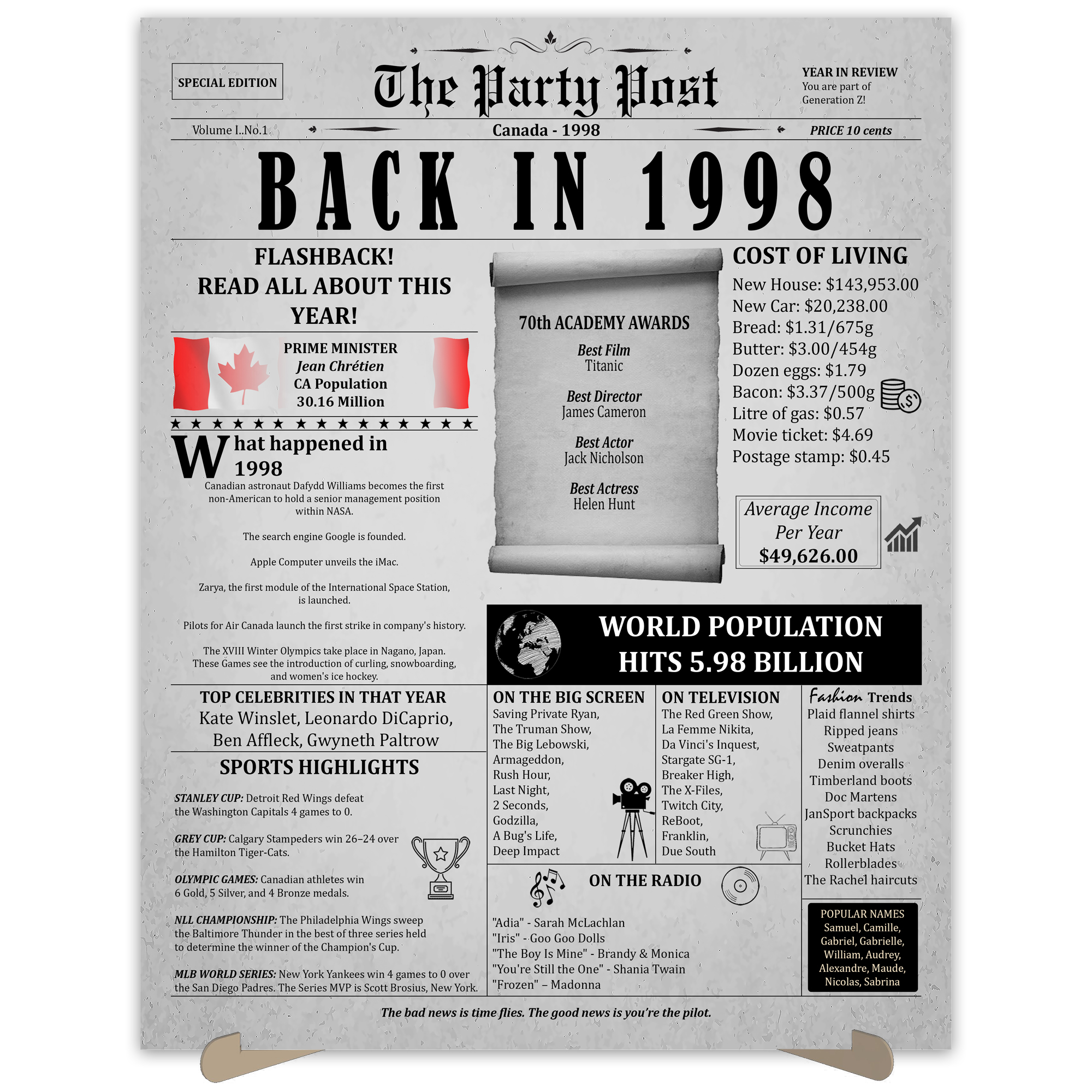 The Party Post Affiche de Décorations de Fête du 26e Anniversaire Née en 1998