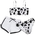 thumbnail image 1 of Maillots de Bain Filles 3 Pcs, Bikini à Imprimé Vache avec Short, 1 of 5