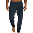 thumbnail image 2 of Pants for Men, Mens Solid Color Drawstring Fashionable Casual Pants Full Length Pants, 2 of 6