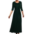 thumbnail image 1 of Kctiaxy Robes Longues Vertes pour Femmes Coupe Ajustée Manches Longues Robe d'Hiver en Velours Décontractée Couleur Unie Col Ras du Cou Élégante Fluide Robe Maxi TG, 1 of 4