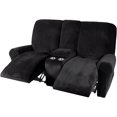 thumbnail image 4 of CHOK 2024 Housse de Causeuse Inclinable avec Console Centrale Housse Extensible en Velours pour Fauteuil Inclinable 2 Places avec Porte-Gobelet, 4 of 10