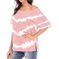 thumbnail image 1 of Women Gradient Tie-Dye Printed Pocket Side Split Crew Neck Short Sleeves Shirt, 1 of 7