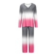 thumbnail image 4 of Timegard Ensembles de Pyjamas pour Femmes 2 Pcs Confortables Couleur Dégradée Manches Longues Col en V Haut et Pantalon Tenues de Pjs, 4 of 5